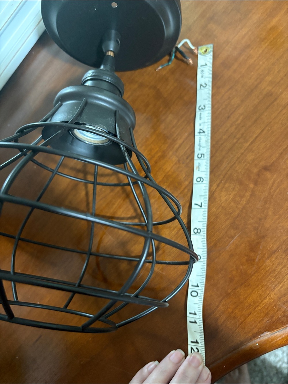 Industrial Cage Ceiling Light Fixture in Matte Black/Brown - Picture 2 of 7